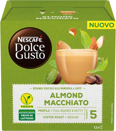 Nescafé Dolce Gusto Almond Macchiato Bevanda vegetale mandorla e caffè 12 capsule