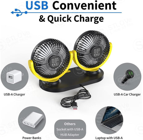 USB Mini Ventilatori 10 Volt Doppia Testa Ventola di Raffreddamento Ventilatore