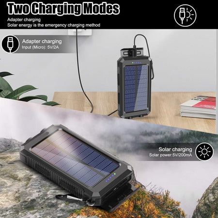 Caricabatterie Solare Solar Power Bank 20000Mah Impermeabile Portatile Di Backup