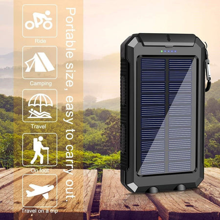 Caricabatterie Solare Solar Power Bank 20000Mah Impermeabile Portatile Di Backup