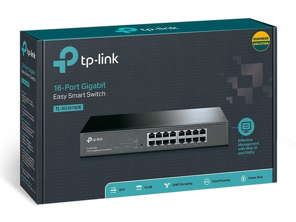 Switch Gigabit Easy-Smart Ethernet desktop a 16 porte TP-Link, custodia