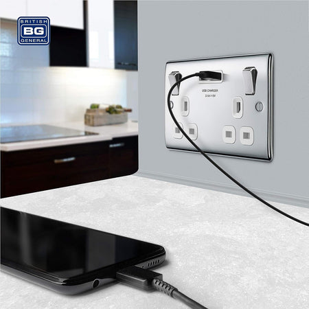 Dual-switch fast charging power socket with two ports
