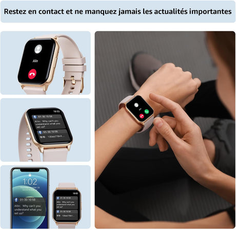 Smartwatch da uomo e donna, con promemoria intelligenti chiamate, Smart Watch con cardiofrequenzimetro e pressione sanguigna, pedometro a schermo da 1,96" per Android iOS