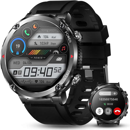 Smartwatch Uomo Chiamata Bluetooth e Risposta Vivavoce,Orologio Fitness I P68 con 22 Modalità Sport, Cardiofrequenzimetro/SpO2/Sonno/Notifiche WhatsApp, Smart Watch per Avventura