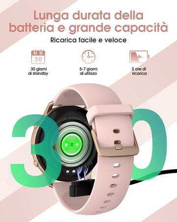 TUYOMA Smartwatch Donna, 1,3" Schermo Tattile Orologio Smart Watch, IP68 Impermeabile, con Cardiofrequenzimetro Da Polso, Ossimetro, Monitor Sonno, Notifiche Messaggi, per Android iPhone