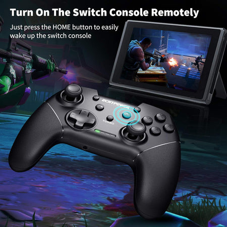 ECHTPower Controller per Nintendo Switch, Bluetooth Wireless Pro Controller con vibrazione e funzione Turbo