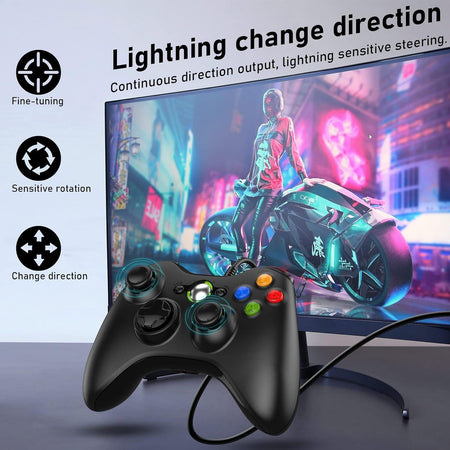 Diswoe Xbox 360 Game Controller, USB Wired Controller Gamepad di design ergonomico migliorato per Xbox 360 PC(Windows 7/8 / 8.1/10 / XP/Vista)