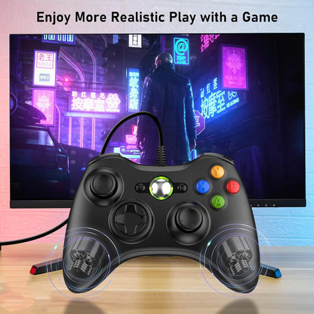 Diswoe Xbox 360 Game Controller, USB Wired Controller Gamepad di design ergonomico migliorato per Xbox 360 PC(Windows 7/8 / 8.1/10 / XP/Vista)