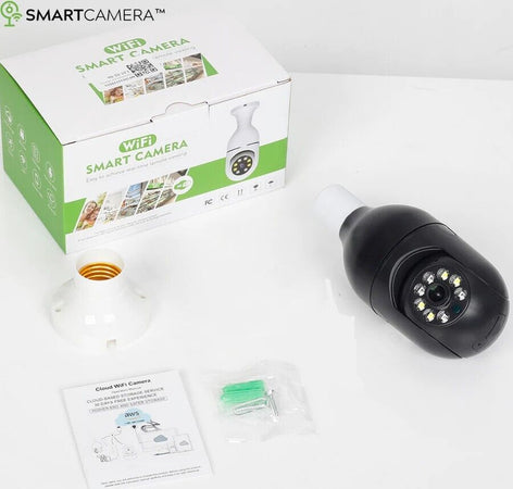 Telecamera a bulbo, E27 Lampadina 1080P WiFi Home Bulb Camera, 360 Gradi Auto