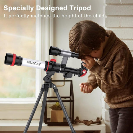 Telescopio per bambini con bussola, 3 oculari, cercatore e treppiede da tavolo