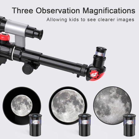 Telescopio per bambini con bussola, 3 oculari, cercatore e treppiede da tavolo