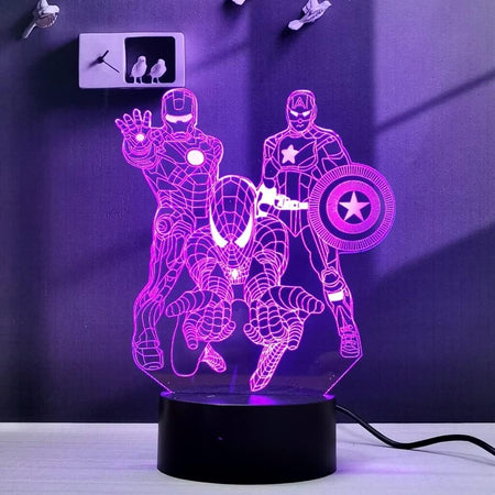 Lampada Supereroe LED 3D illusion, telecomando RGB a 16 colori,Luce notturna