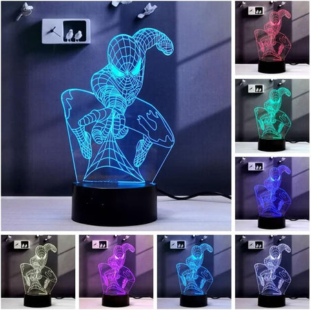 Lampada Supereroe LED 3D illusion, telecomando RGB a 16 colori,Luce notturna