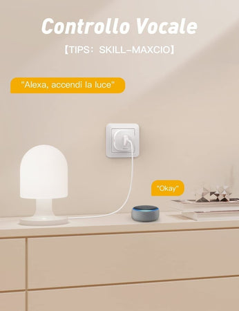Alexa Presa Intelligente WiFi, Maxcio Smart Presa Italiana Compatibile con Alexa