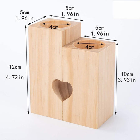 Portacandele in legno a forma di cuore, artigianato in legno naturale