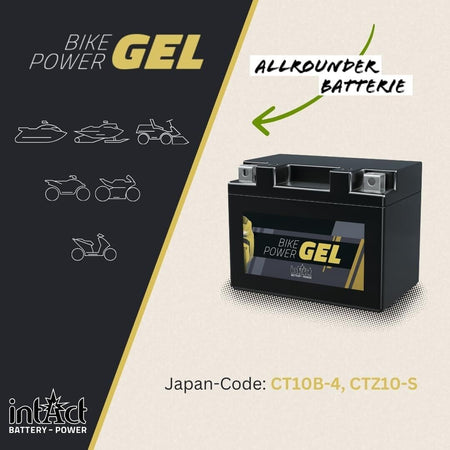 Bike-Power GEL12-10B-4, CT10B-4, CTZ10-S, 12V 8,5 Ah, 200 A (EN), Batteria