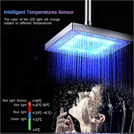 Soffione doccia Led, quadrato cambia colore sensore di temperatura della doccia