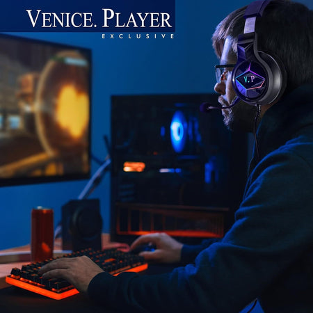 Venice Cuffie da Gaming Con Filo E Microfono Staccabile Con Controllo Del Volume