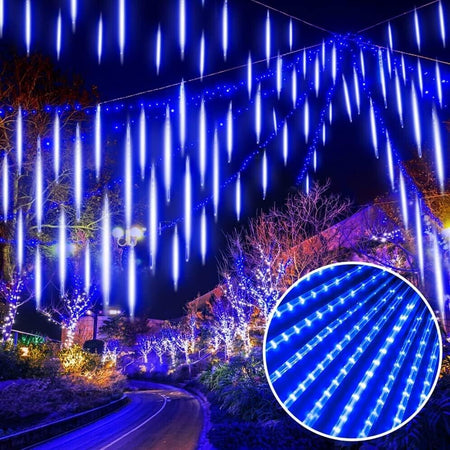 Luci natalizie a forma di meteora da 30 cm, 10 tubi, 192 LED, per decorazioni