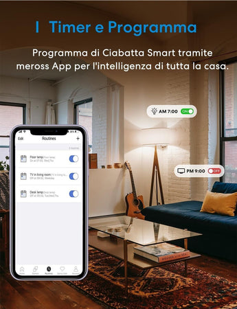 Meross Ciabatta Italiana Smart Alexa Multipresa WiFi Intelligente con 3 Prese