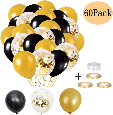 Set da 60 palloncini oro in lattice, composizione per feste