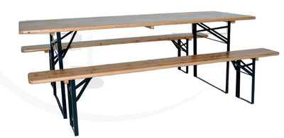 Tavolo con due panchine in legno e metallo 180 cm