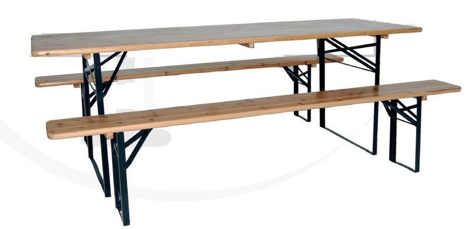 Tavolo con due panchine in legno e metallo 180 cm Preda