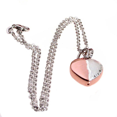 Collana con cuore pendente in argento dorato rosa e diamantato