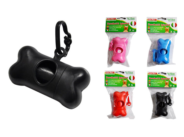Dispenser Colorati a Forma di Osso Porta Sacchetti per Cani Con 15 Sacchetti Inclusi Ledlux