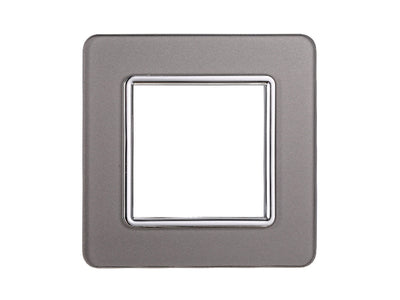 ETTROIT Placca In Vetro Serie Starlight 2P Colore Silver Compatibile Con Vimar Plana