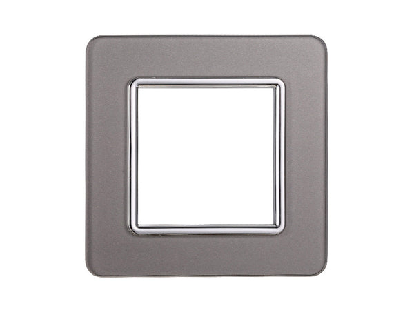 ETTROIT Placca In Vetro Serie Starlight 2P Colore Silver Compatibile Con Vimar Plana