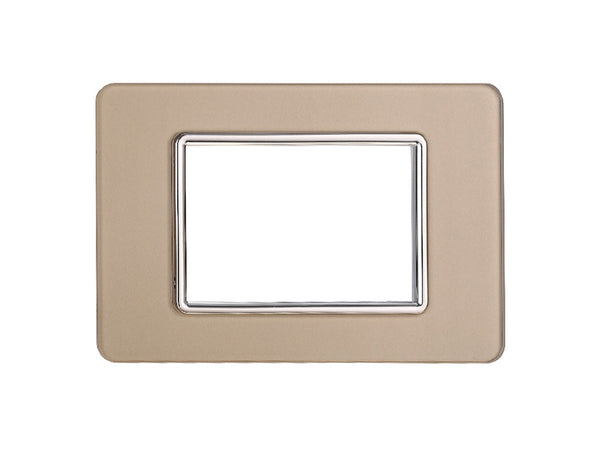 ETTROIT Placca In Vetro Serie Starlight 3P Colore Oro Compatibile Con Vimar Plana