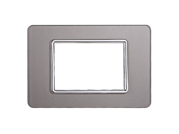ETTROIT Placca In Vetro Serie Starlight 3P Colore Silver Compatibile Con Vimar Plana
