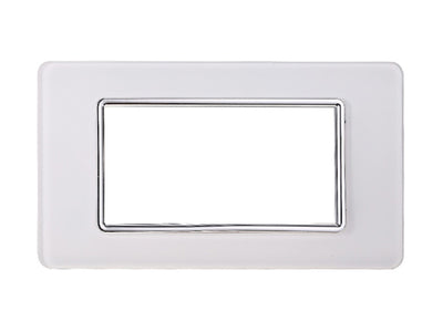 ETTROIT Placca In Vetro Serie Starlight 4P Colore Bianco Compatibile Con Vimar Plana