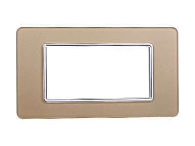 ETTROIT Placca In Vetro Serie Starlight 4P Colore Oro Compatibile Con Vimar Plana