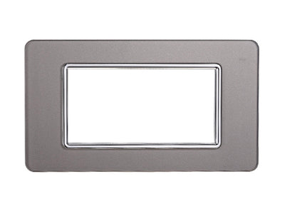 ETTROIT Placca In Vetro Serie Starlight 4P Colore Silver Compatibile Con Vimar Plana