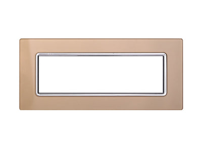 ETTROIT Placca In Vetro Serie Starlight 7P Colore Oro Compatibile Con Vimar Plana
