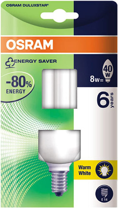 Osram Lampada Fluorescente Compatta E14 8W Bianco