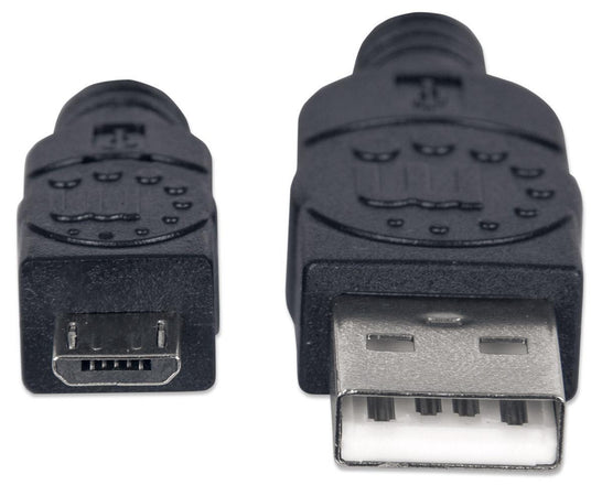 Cavo USB 2.0 A maschio/Micro B maschio 0,5m Nero Manhattan