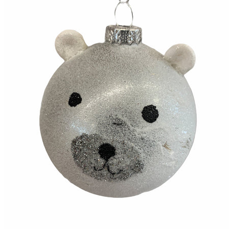 2 Palline "Orso" per albero di natale in vetro grigio da Ø 8 cm pendaglio decorato Casa e cucina/Decorazioni per interni/Addobbi e decorazioni per ricorrenze/Decorazioni natalizie/Addobbi e decorazioni/Palle e palline MagiediNatale.it - Altamura, Commerciovirtuoso.it