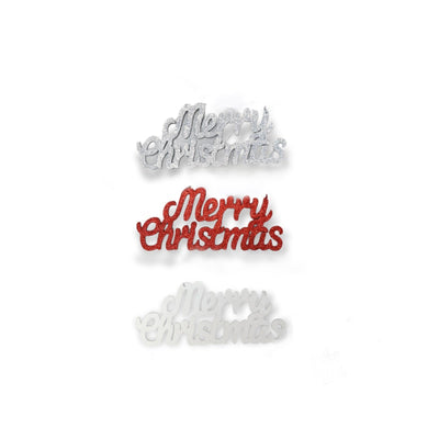 Scritta Merry Christmas glitterata in legno 35x15 cm Assortito