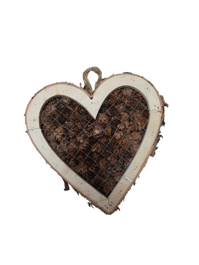 Cornice cuore in legno con pigne H20 cm Ciao Srl