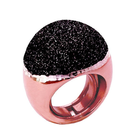 Grande anello in argento rosè con smalto glitter