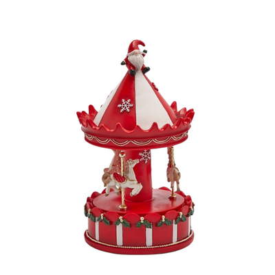 Giostra animata Carosello carillon rosso e bianco, decorazione da Ø 11 x h 20 cm Casa e cucina/Decorazioni per interni/Addobbi e decorazioni per ricorrenze/Decorazioni natalizie/Oggettistica MagiediNatale.it - Altamura, Commerciovirtuoso.it