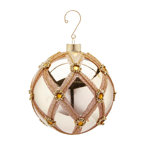 Pallina per albero di Natale Nobiltà in vetro, decorata, color champagne Ø 12 cm Casa e cucina/Decorazioni per interni/Addobbi e decorazioni per ricorrenze/Decorazioni natalizie/Addobbi e decorazioni/Palle e palline MagiediNatale.it - Altamura, Commerciovirtuoso.it