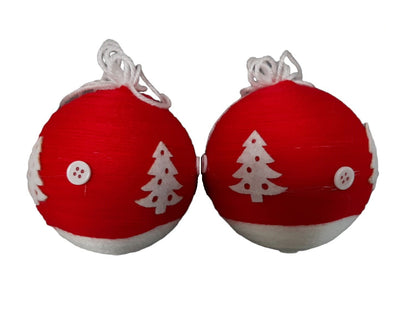 Set 2 sfere di Natale in lana cm 10 Bianco rosso Assortito