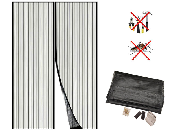 Tenda Zanzariera Magnetica Nera Per Porta Finestra Con Adesivo In Velcro Misura 120X230cm Ledlux