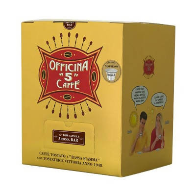 100 Capsule Compatibili A Modo Mio Officina 5 Caffè Aroma Bar, cartone 100 pezzi Capsule Compatibili A Modo Mio Officina 5 Caffè Aroma Bar, cartone 100 pezzi Non solo alimenti - Albano Laziale, Commerciovirtuoso.it