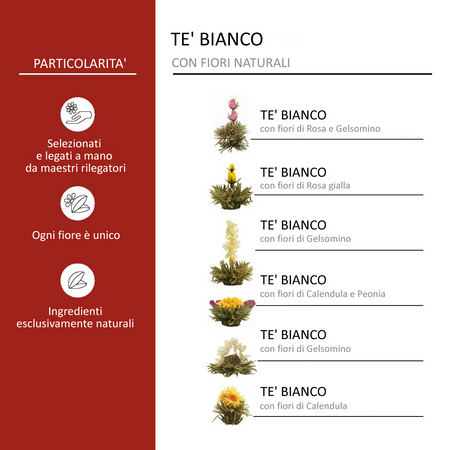 Fiori di Tè Bianco in confezione Cuore Casa e cucina/Tè e caffè/Teiere con infusore MariTea bottega del Tè - Lodi, Commerciovirtuoso.it