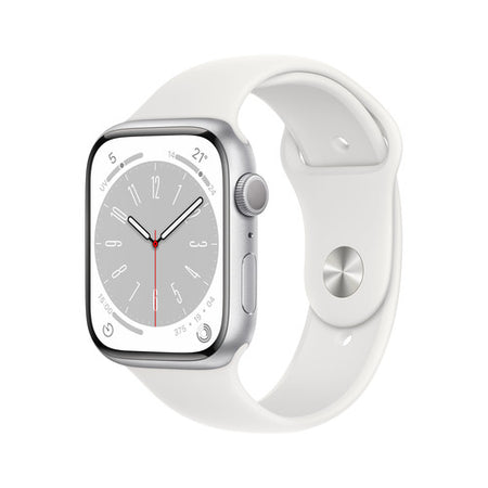 Apple Watch Series 8 GPS 45mm Cassa in Alluminio color Argento con Cinturino Sport Band Bianco - Regular - (APL WATCH S8 GPS 45